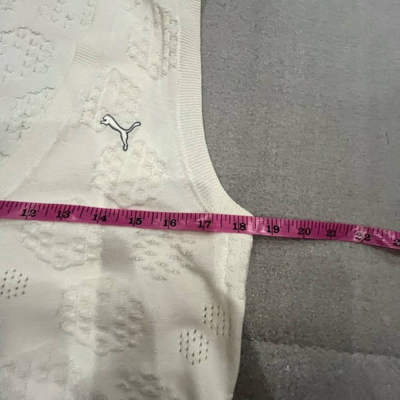 [L] Puma White Knit Polo Golf White Vest V-Neck Unisexs - Picture 3 of 5